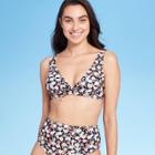 Women's Front Tie Bikini Top - Kona Sol Black Floral