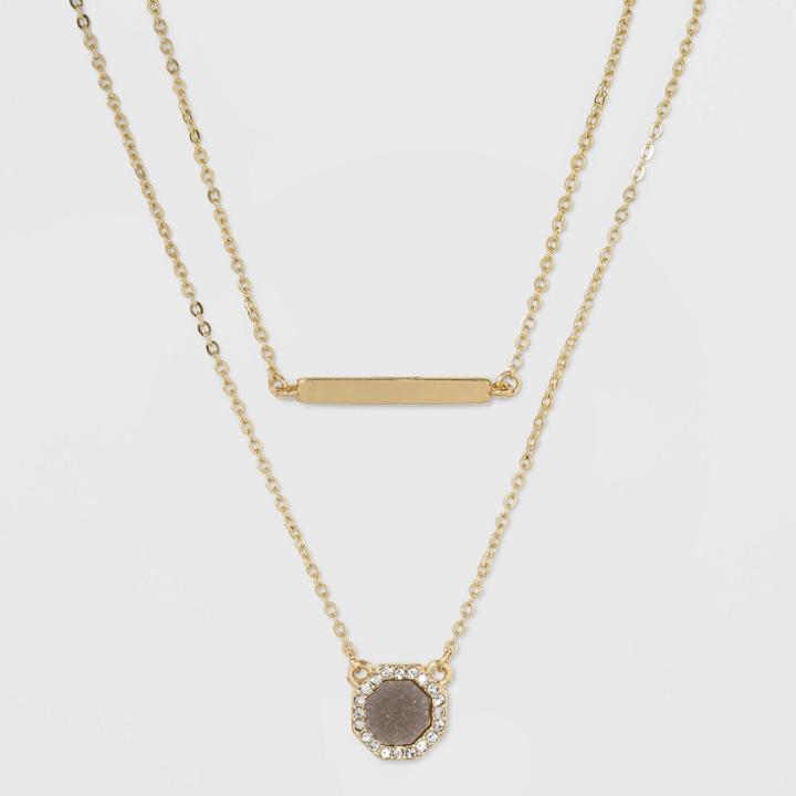 Sugarfix By Baublebar Gold Bar And Pendant Layered Necklace - Light Gray, Girl's
