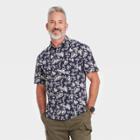 Men's Standard Fit Knit Short Sleeve Button-down Shirt - Goodfellow & Co Xavier Navy