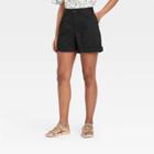 Women's Pleat Front Shorts - A New Day Black