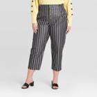 Women's Striped Plus Size High-rise Cropped Pants - Who What Wear Jet Black