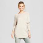 Women's Laceup Back Detail Pullover Sweater - Como Black - Oatmeal