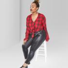 Women's Plus Size Faux Leather High-rise Leggings - Wild Fable Black