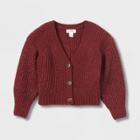 Toddler Girls' Button-front Cardigan - Cat & Jack Dark Red