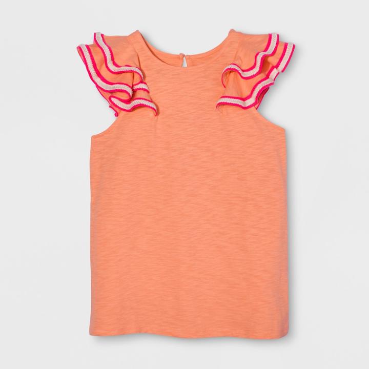 Girls' Sleeveless Ruffle Top - Cat & Jack Peach
