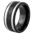Men's West Coast Jewelry Two-tone Stainless Steel Greek Key Band Ring (7), Black