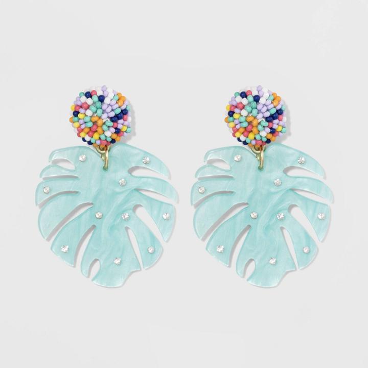 Sugarfix By Baublebar Beads Resin Monstera Leaf Earrings, Women's,