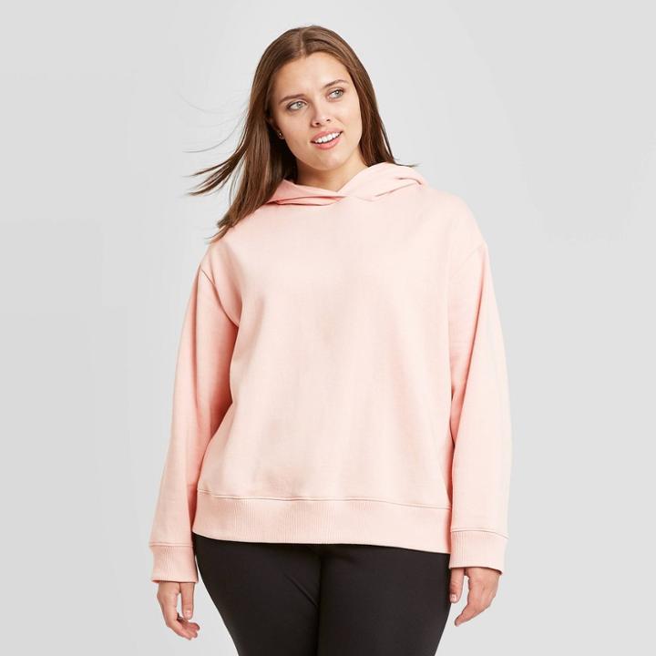 Women's Plus Size Hooded Fleece Sweatshirt - A New Day Pink