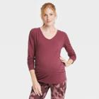 Long Sleeve Scoop Neck Side Shirred Maternity T-shirt - Isabel Maternity By Ingrid & Isabel Dark Burgundy