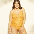 Maternity Polka Dot Halter Neck Wrap One Piece Swimsuit - Isabel Maternity By Ingrid & Isabel Yellow