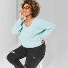 Women's Plus Size Long Sleeve V-neck Chenille Pullover - Wild Fable