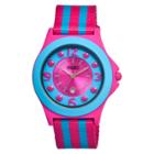 Women's Crayo Carnival Watch With Date Display And Two-tone Nylon Strap-pink/blue, Pink