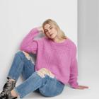 Women's Plus Size Crewneck Waffle Knit Pullover Sweater - Wild Fable Violet