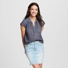 Women's Polka Dot Short Sleeve Drapey Button-down - Universal Thread Gray