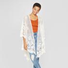 Women's Long Sleeve Lace Kimono - Xhilaration White