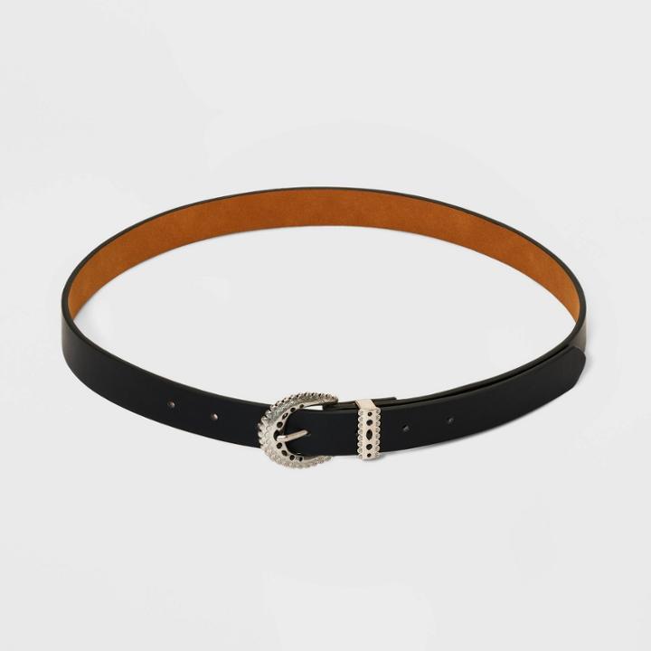 Women's Beaded Western Buckle Belt - Universal Thread Black