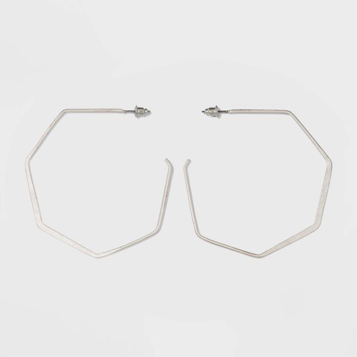 Open Flattened Hexagon Hoop Earrings - Universal Thread Silver, Women's,