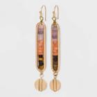 Semi-precious Tiger Eye, Dyed Peach And Lilac Lepidolite With Worn Gold Drop Earrings - Universal Thread Brown/peach/lilac, Brown/pink/purple