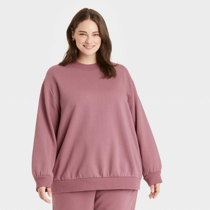 Women's Plus Size Oversized Sweatshirt - A New Day Brown