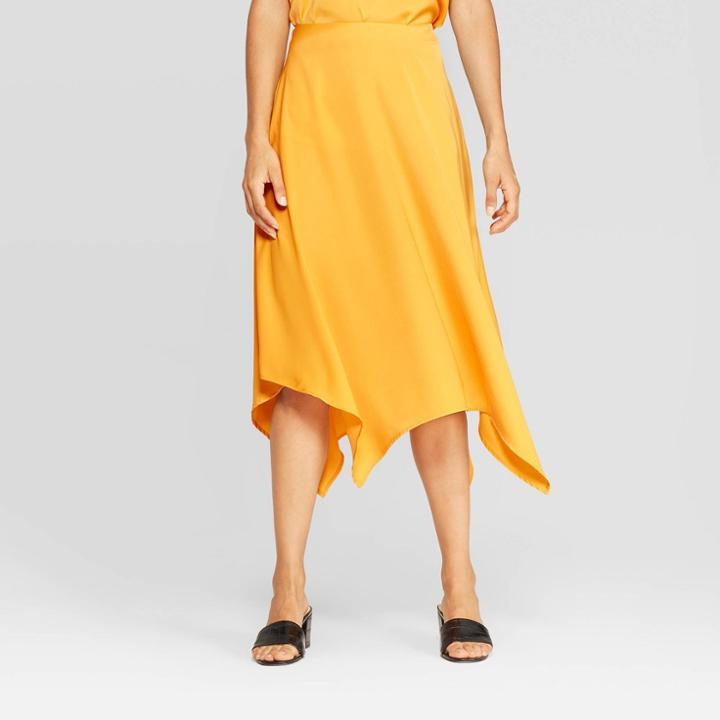 Women's Mid-rise Scarf Hem Midi Skirt - Who What Wear Gold