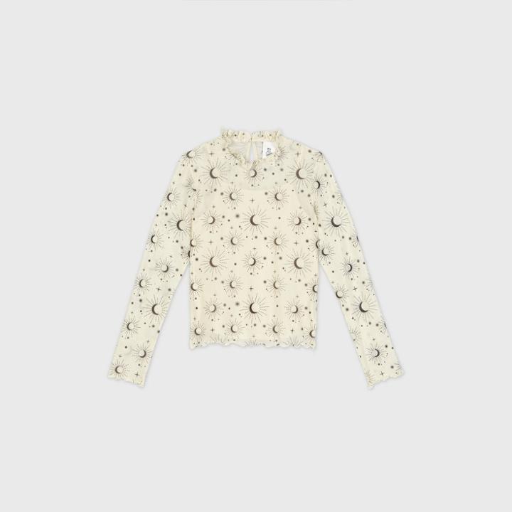 Girls' Mock Neck Celestial Long Sleeve Blouse - Art Class Ivory