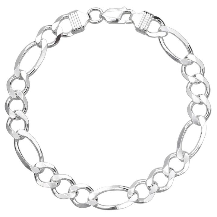 Target Three And One Figaro Bracelet In Sterling Silver - Gray