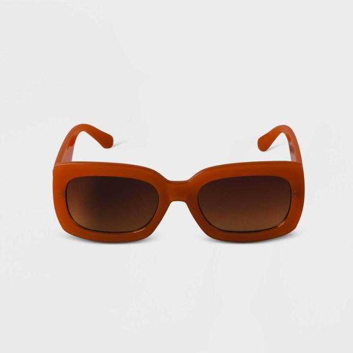 Women's Plastic Rectangle Sunglasses Amber - A New Day