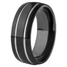West Coast Jewelry Men's Titanium Plated Grooved Ring - Black (8mm),