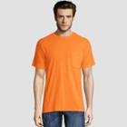 Hanes Men's Short Sleeve Workwear Crew Neck T-shirt - Neon Orange