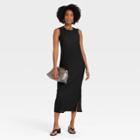 Women's Sleeveless Plisse Knit Dress - A New Day Black