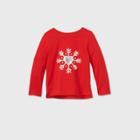 Toddler Girls' Flip Sequin Snowflake Long Sleeve T-shirt - Cat & Jack Red