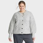 Women's Plus Size Metal Button Cardigan - A New Day Gray