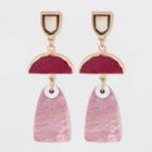 Semi-precious Dyed Violet Howlite And Rhodochrosite Drop Earrings - Universal Thread Berry Pink