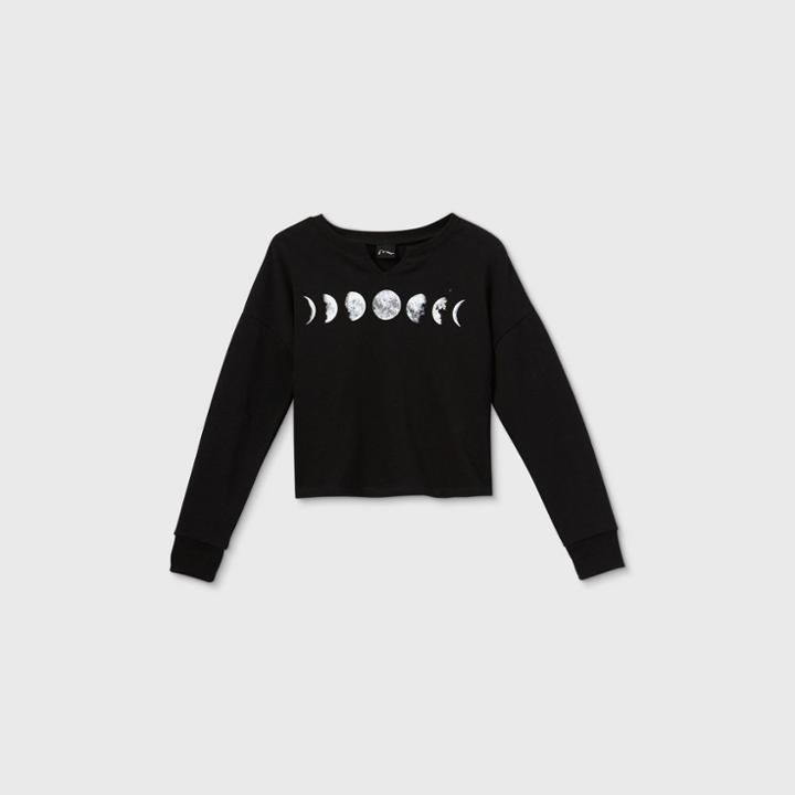 Girls' Notch Neck Graphic Sweatshirt - Art Class Black