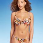 Women's Crochet Detail Bikini Top - Shade & Shore Black Floral