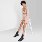 Women's Long Sleeve Brushed Lace Skater Dress - Wild Fable Blush Pink