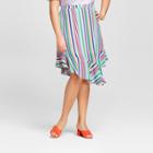 Women's Plus Size Striped Handkerchief Hem Skirt - A New Day Blue/pink/green