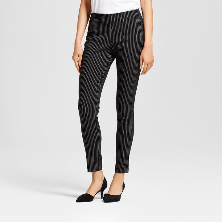 Women's Striped Skinny Ankle Pants - Who What Wear Black/white