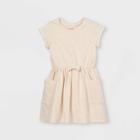 Girls' Side Pocket Short Sleeve Knit Dress - Cat & Jack Cream