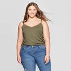Women's Plus Size V-neck Lace Tank Top - Ava & Viv Olive 1x, Women's, Size:
