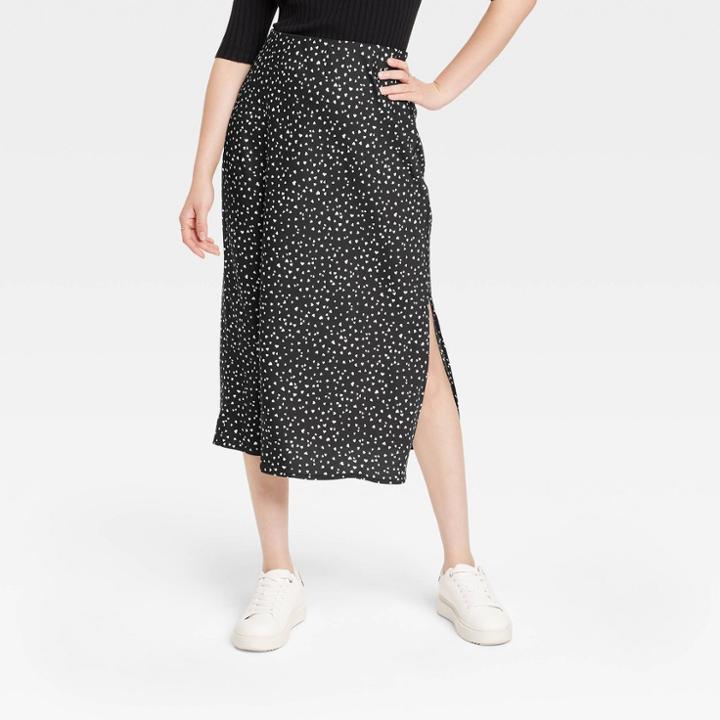 Women's Midi A-line Slip Skirt - A New Day Black/white