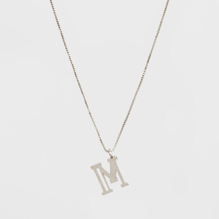 Silver Plated Initial M Pendant Necklace - A New Day Silver, Size: Medium,