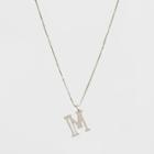 Silver Plated Initial M Pendant Necklace - A New Day Silver, Size: Medium,