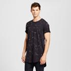Men's Curved Hem T-shirt Black White Splatter S - Jackson, Black/white