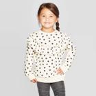 Toddler Girls' Long Sleeve 'dot' Ruffle Sweatshirt - Art Class Cream 12m, Girl's, White