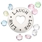 Treasure Lockets Silver Plated Live, Laugh, Love' Charms With Crystals, Gray