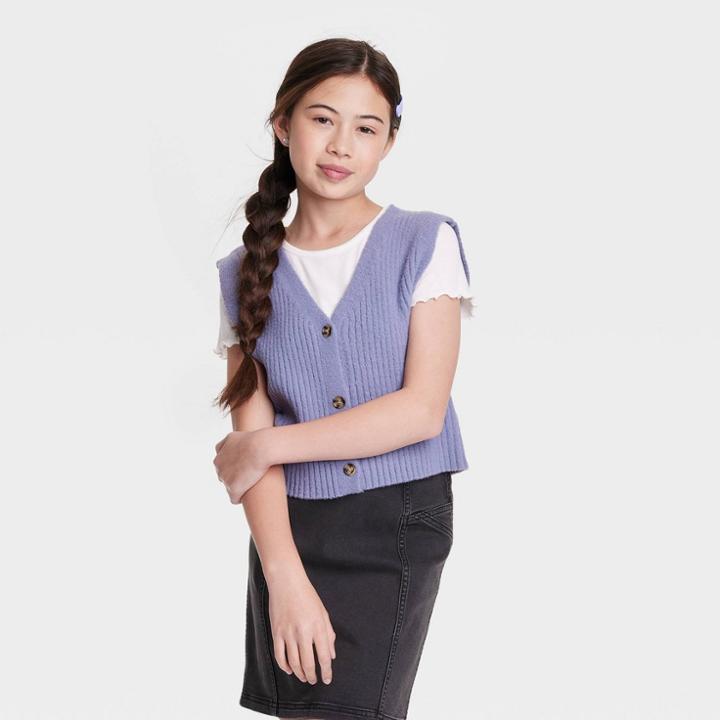 Girls' Boxy Cropped Sweater Vest - Art Class