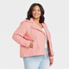 Women's Plus Size Zipper Moto Jacket - Universal Thread Pink X