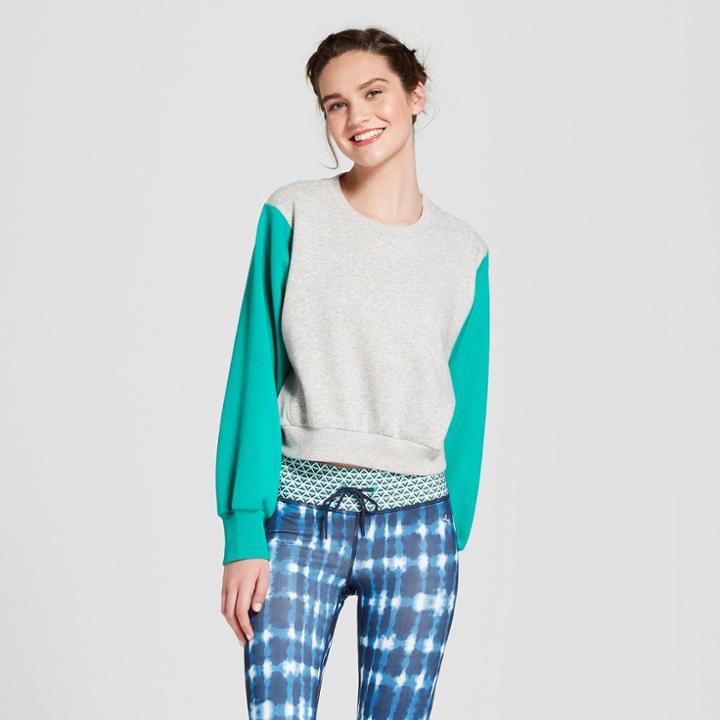 Women's Color Block Fleece Cropped Sweatshirt - Joylab Heather Gray