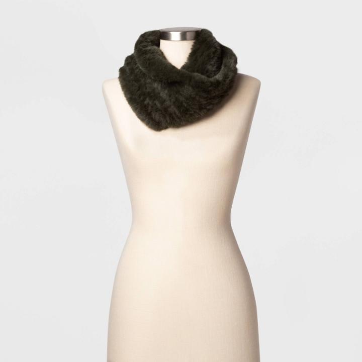 Women's Mini Faux Fur Cowl Snood - A New Day Green